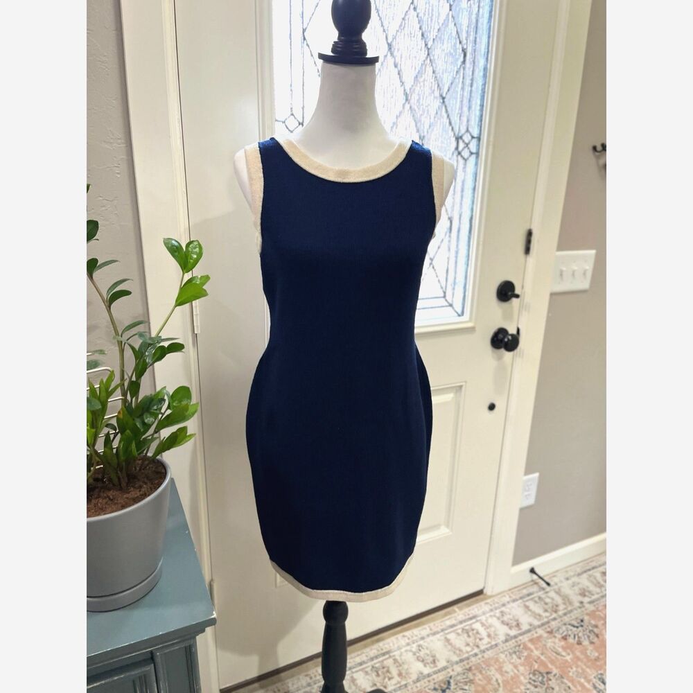 St John Navy Knit Sheath Dress Size 6 Marie Gray Classic Career Desiger - Picture 9 of 12
